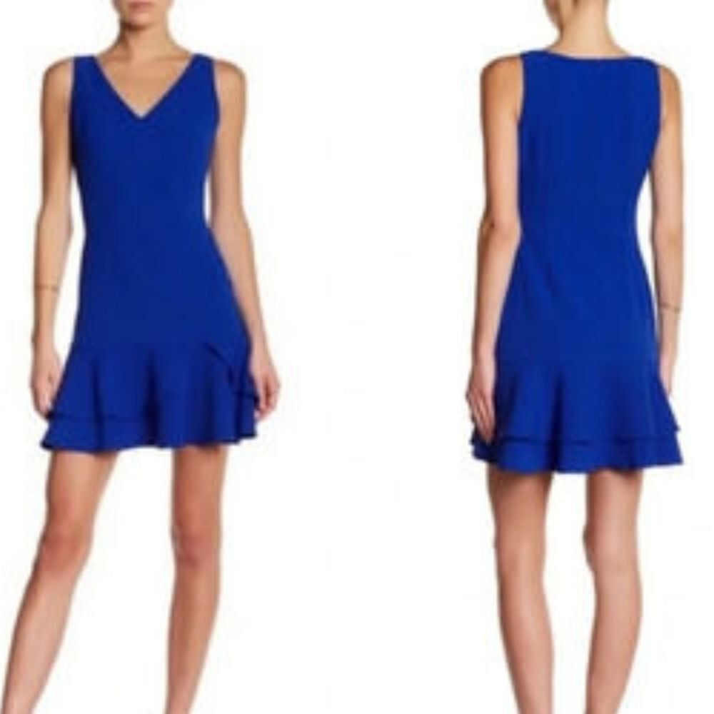Eliza J Royal Blue Dress. Tiered Hem. Tango.
